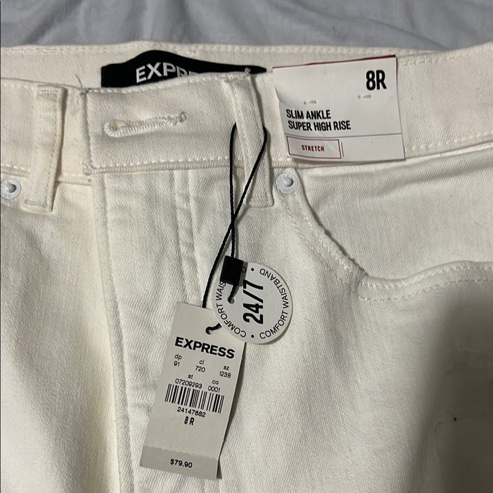 Express White Super High Rise Jeans
